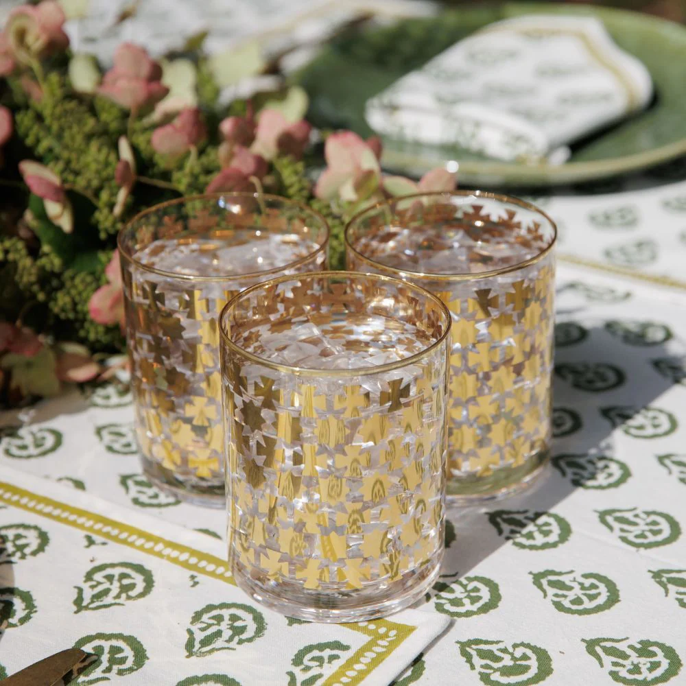 India Hicks Home Gold Cuban Cross Bourbon Glass | Set of 4 - Image 5