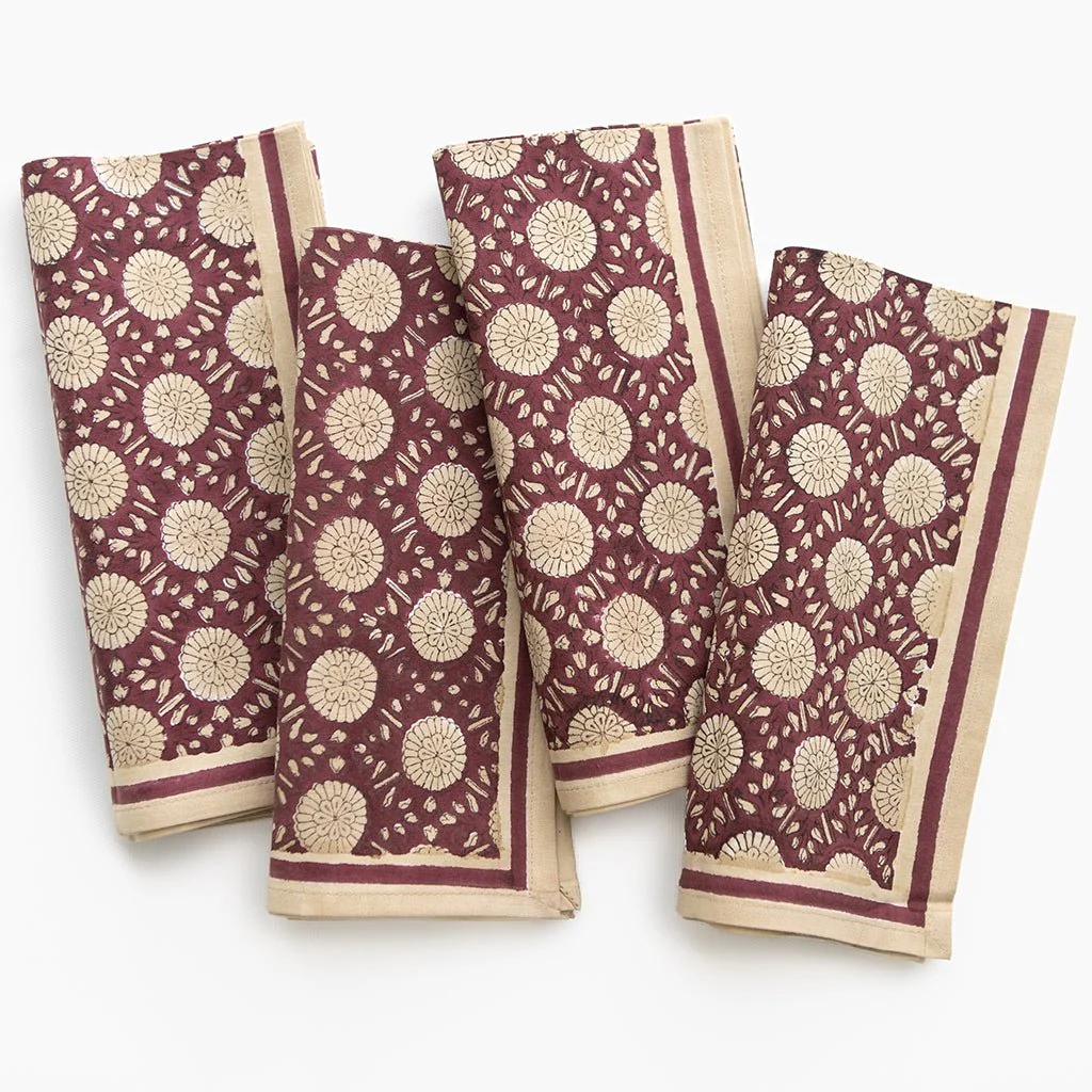 India Hicks Home Joker's Rosette Bordeaux Napkin | Set of 4 - Image 3