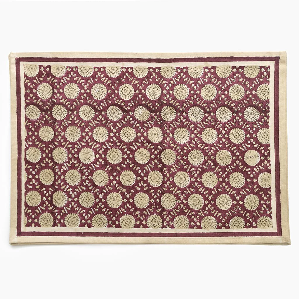 India Hicks Home Joker's Rosette Bordeaux Placemat | Set of 4 - Image 2