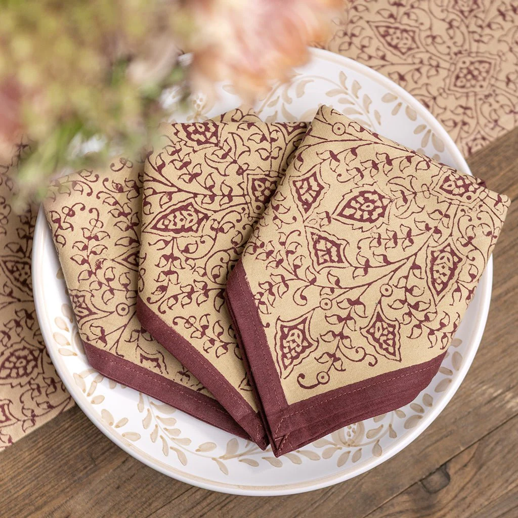 India Hicks Home King's Lace Bordeaux Napkin | Set of 4
