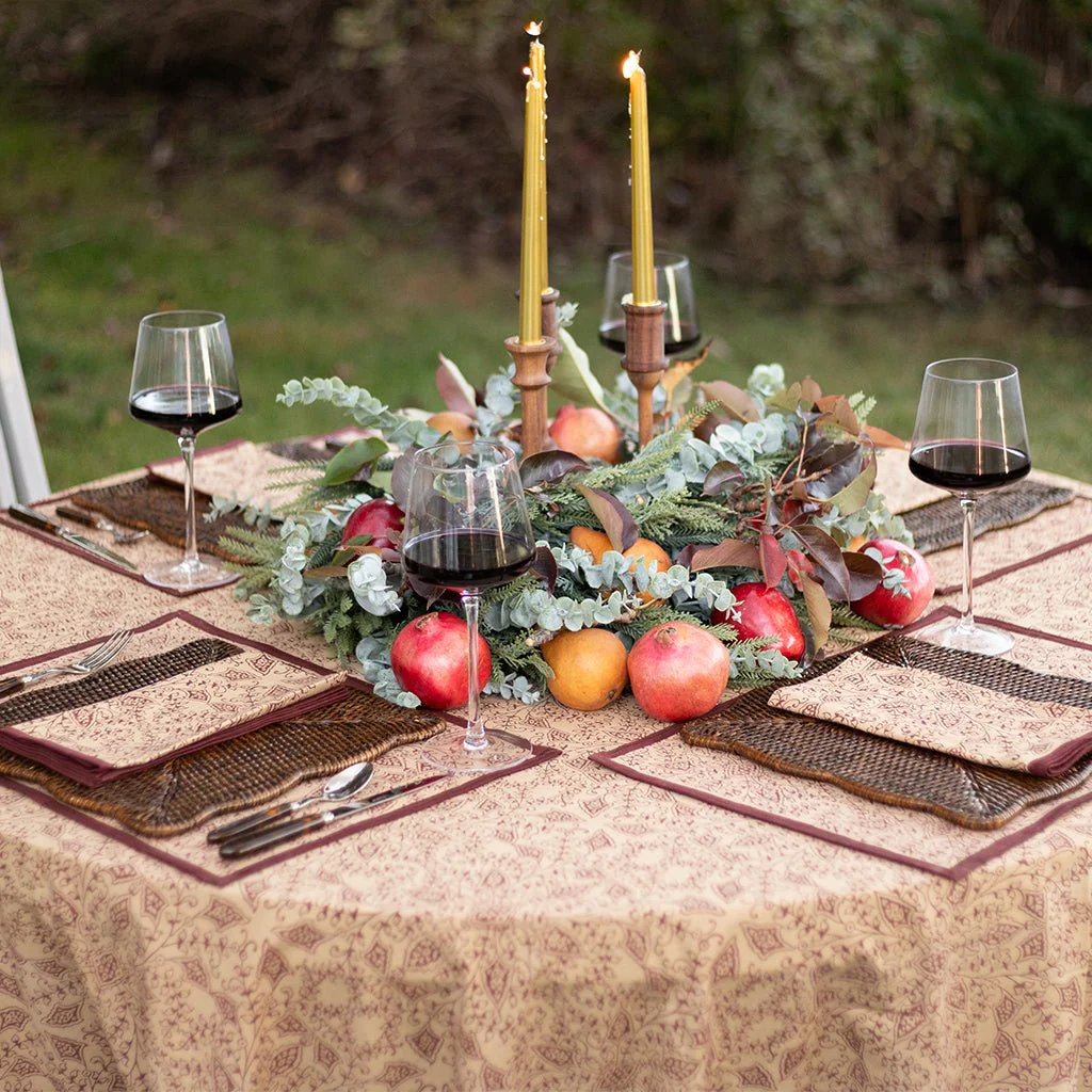 India Hicks Home King's Lace Bordeaux Tablecloth - Image 2