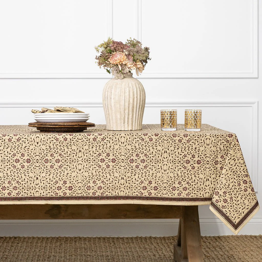 India Hicks Home King's Lace Bordeaux Tablecloth - Image 4