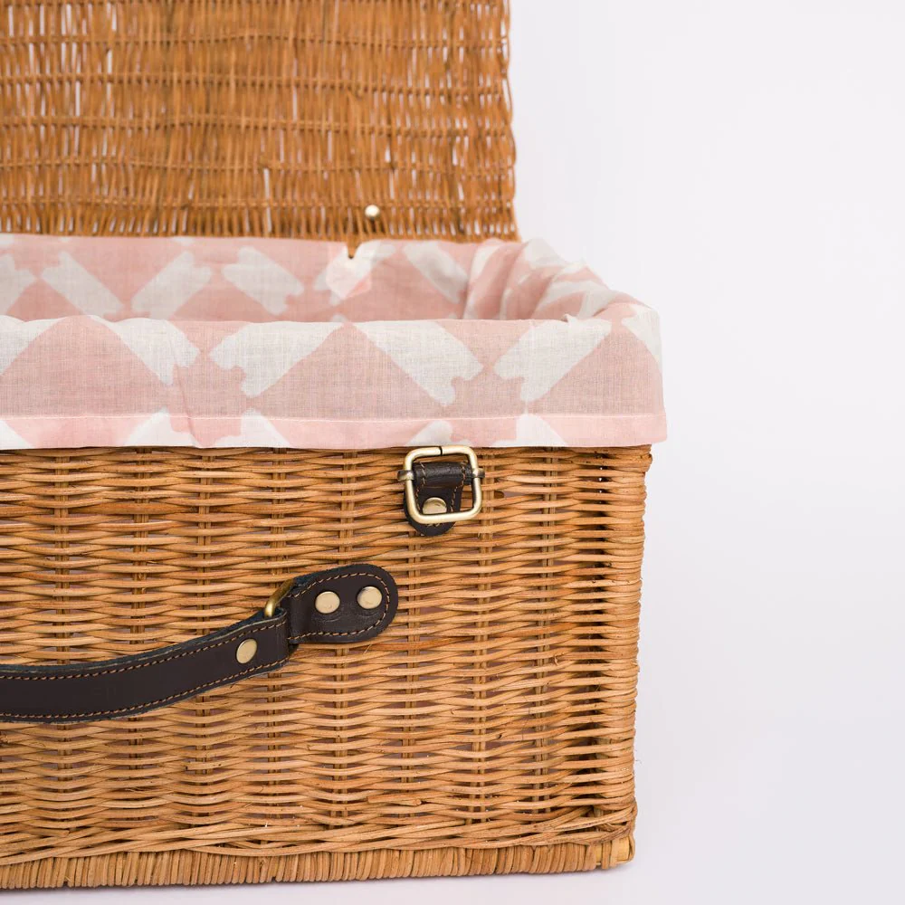 India Hicks Home Latticework Blush Picnic Basket - Image 4