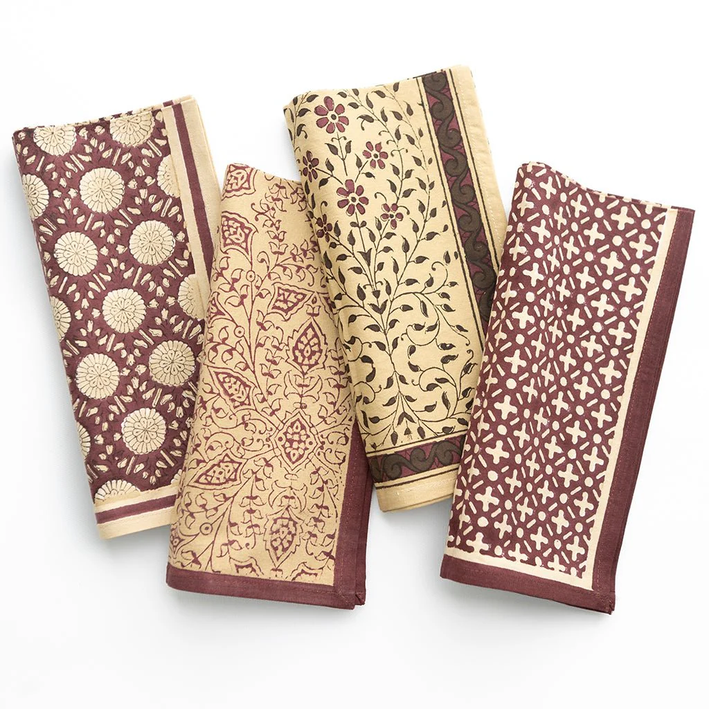 India Hicks Home Mixed Bordeaux Napkin | Set of 4 - Image 3
