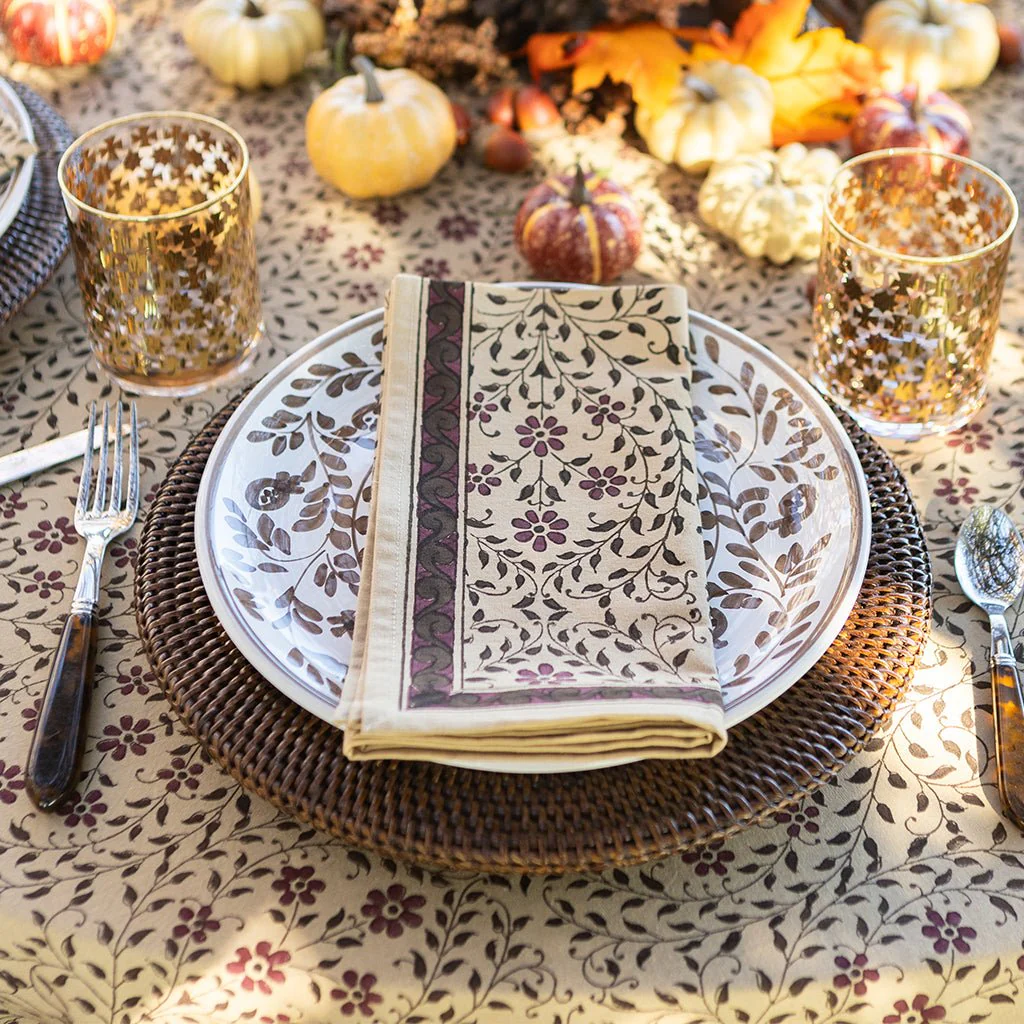 India Hicks Home Queen's Bloom Bordeaux Napkin | Set of 4