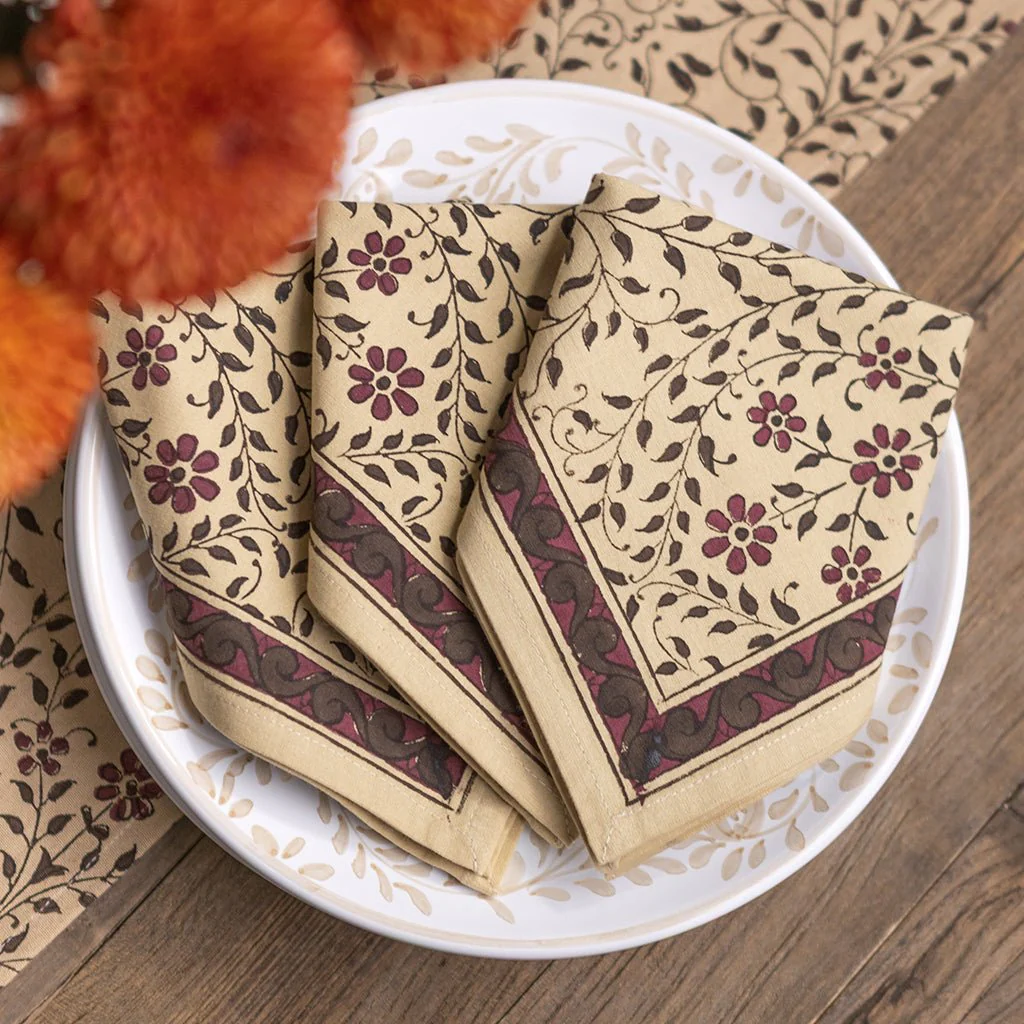 India Hicks Home Queen's Bloom Bordeaux Napkin | Set of 4 - Image 2