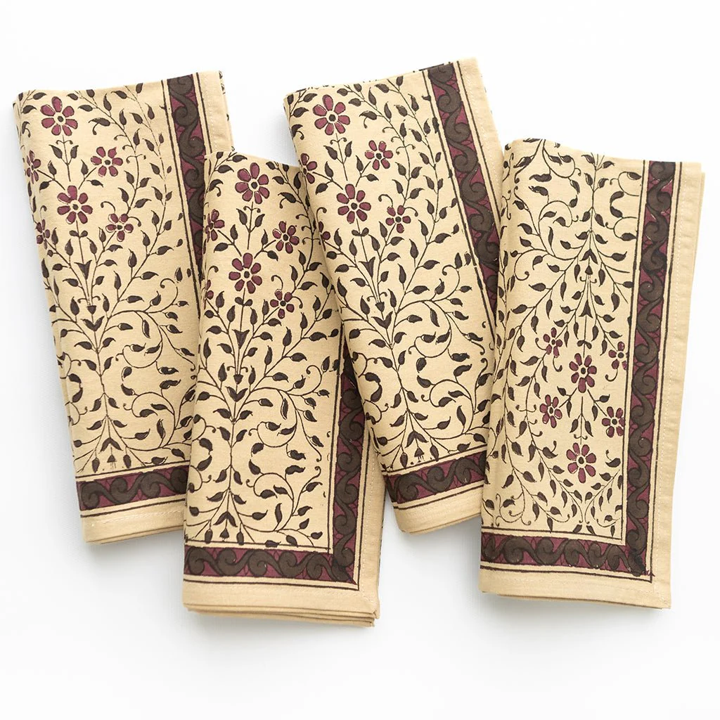 India Hicks Home Queen's Bloom Bordeaux Napkin | Set of 4 - Image 3