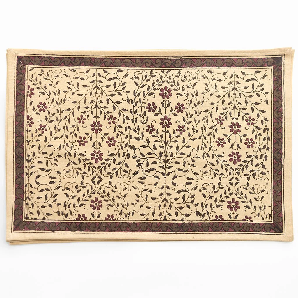 India Hicks Home Queen's Bloom Bordeaux Placemat | Set of 4 - Image 2