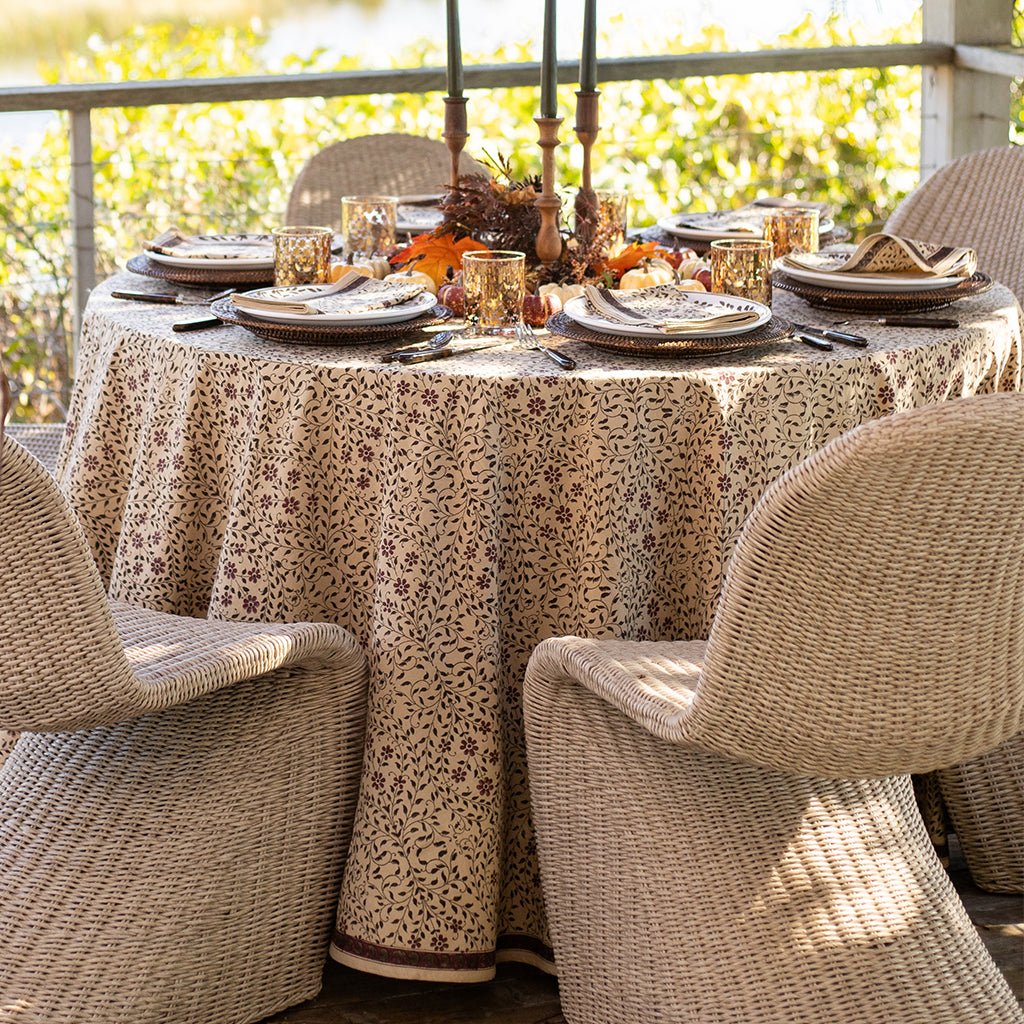 India Hicks Home Queen's Bloom Bordeaux Tablecloth - Image 3