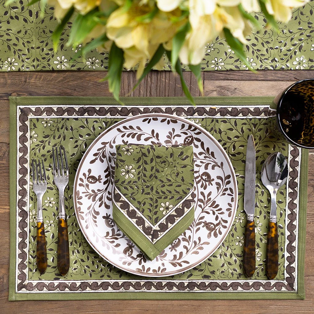 India Hicks Home Queen's Bloom Rum Placemat | Set of 4 - Image 2