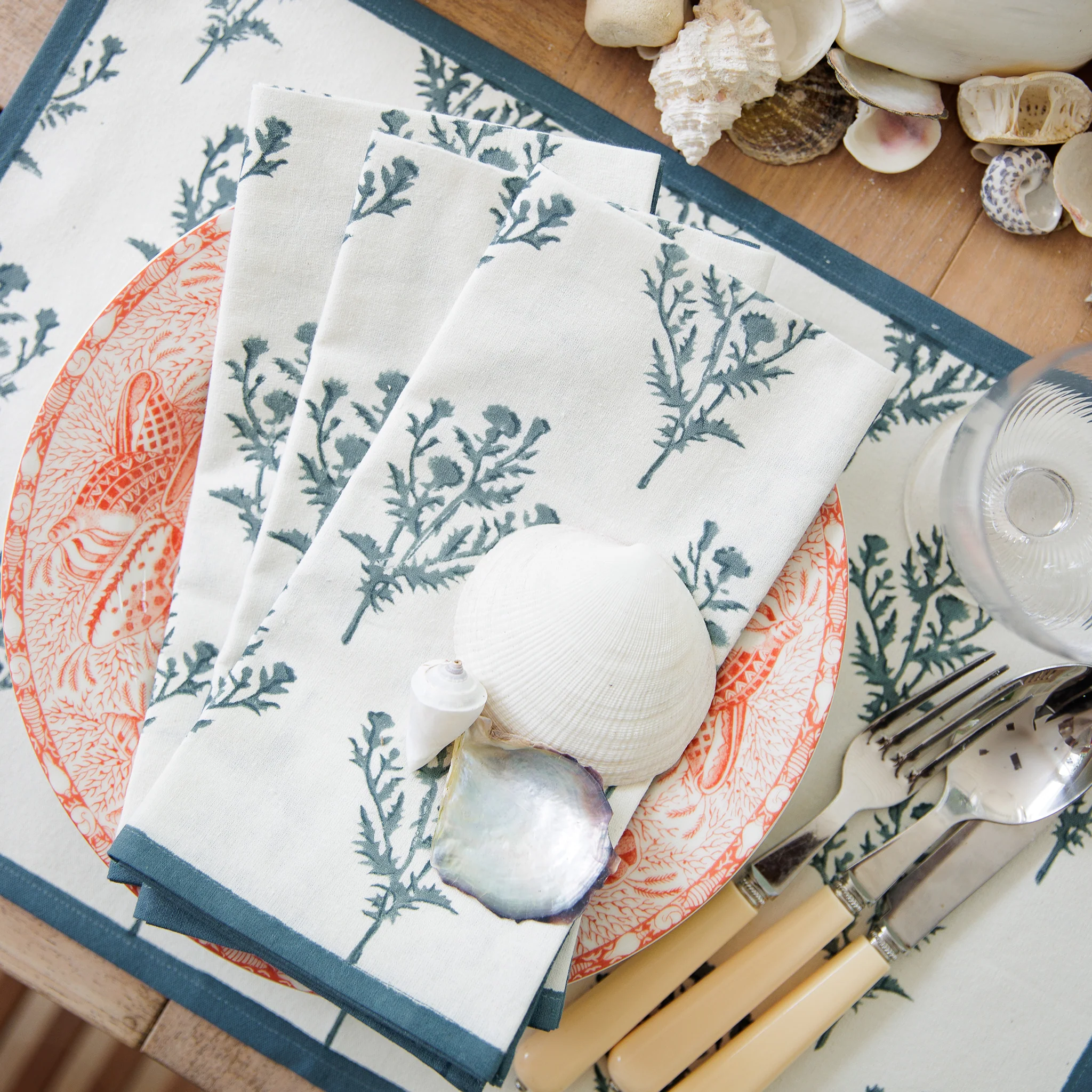 India Hicks Home Thistle Dusty Sky Napkin | Set of 4