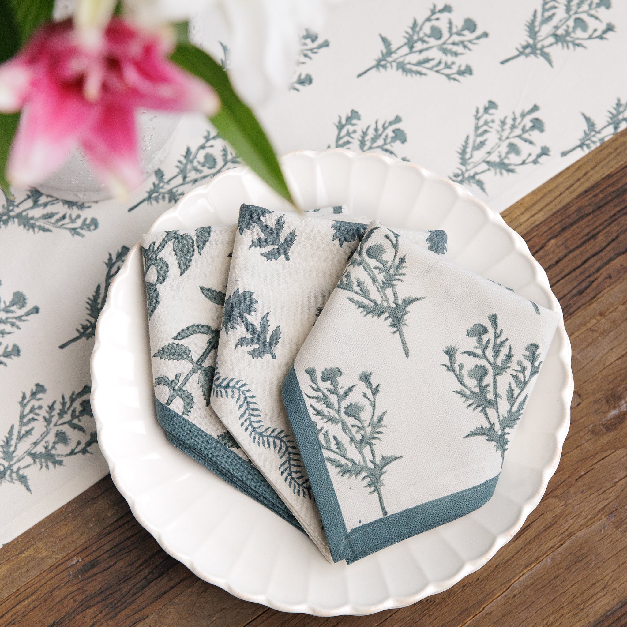 India Hicks Home Thistle Dusty Sky Napkin | Set of 4 - Image 2