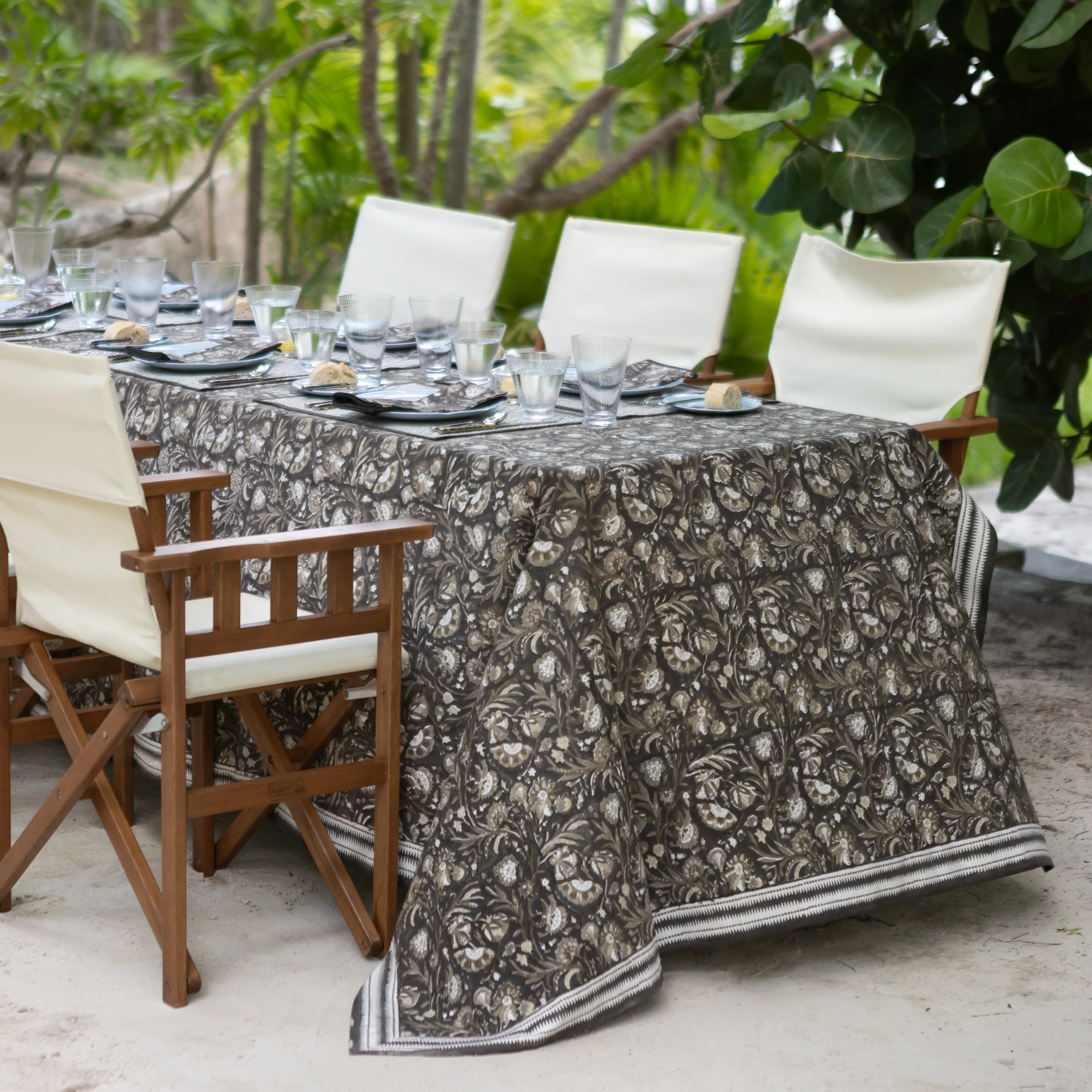 India Hicks Home Wildcard & Backgammon Chocolate Tablecloth - Image 3