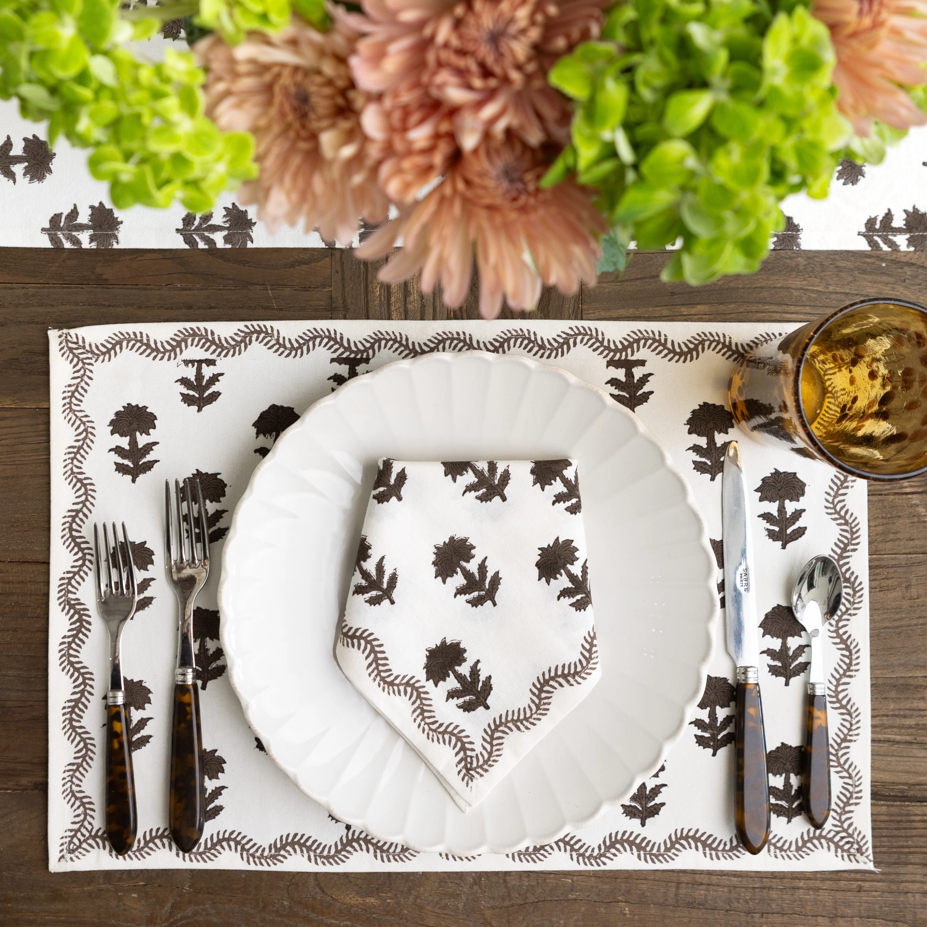 India Hicks Home Winter Flower Chocolate Placemat | Set of 4 - Image 2