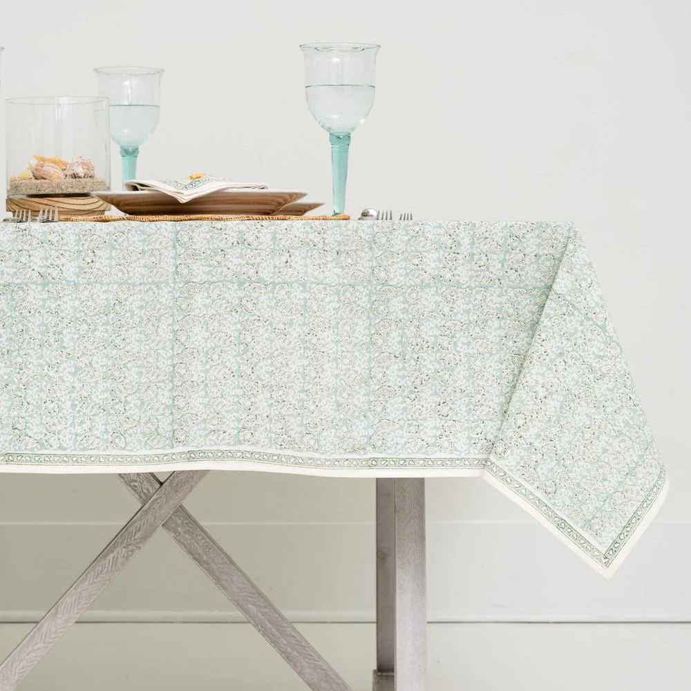 India Hicks Home Seashell Seafoam Tablecloth - Image 3