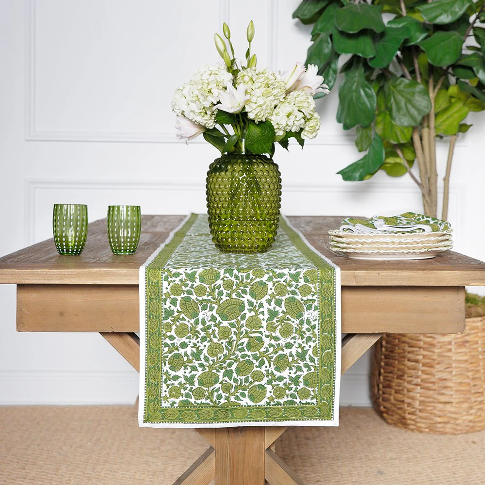 Jade Blossom Table Runner