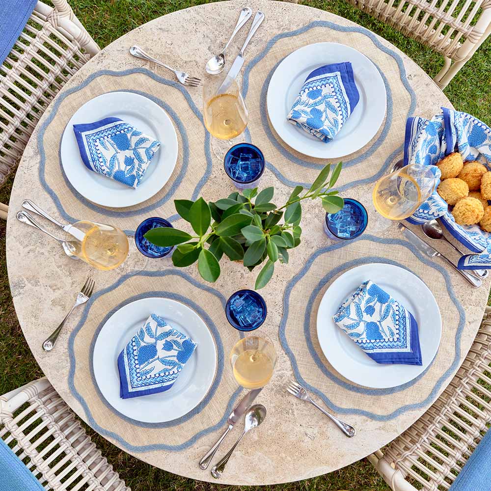 Light Blue Scalloped Woven Placemat | Set of 4 - Image 2