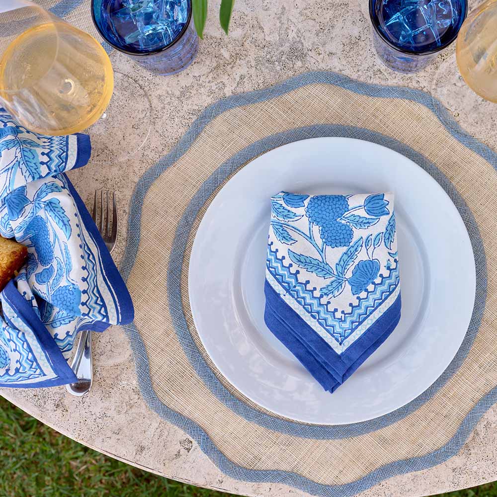 Light Blue Scalloped Woven Placemat | Set of 4 - Image 4