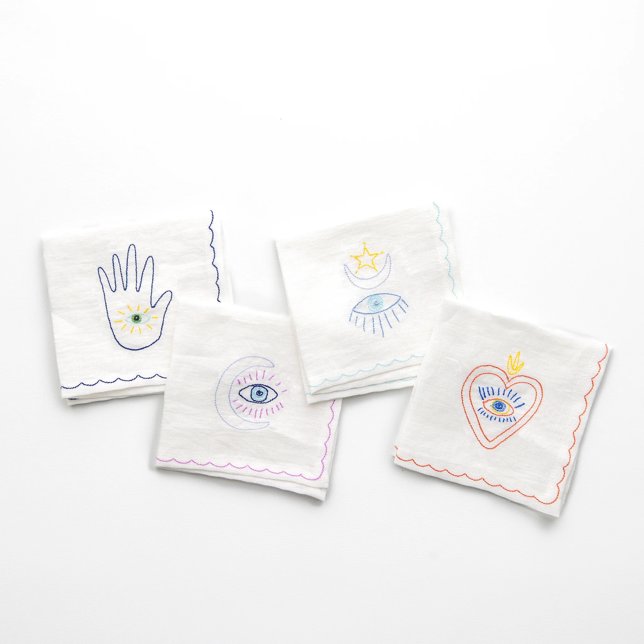 Lucky Charms Embroidered Linen Cocktail Napkins | Set of 4 - Image 2