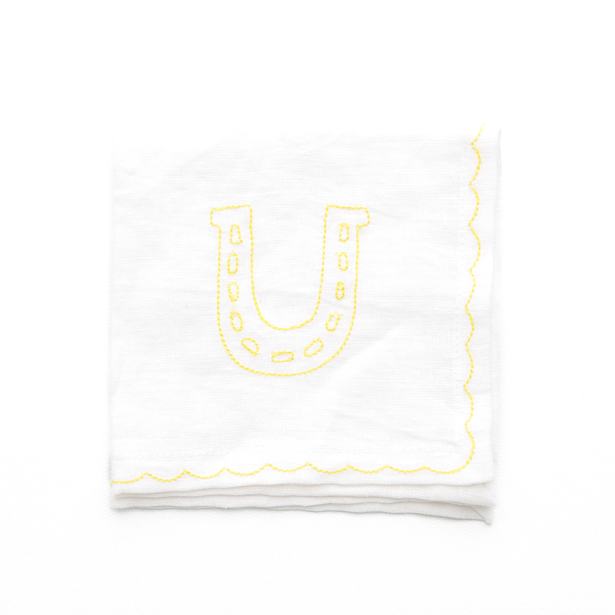 Lucky Horseshoe & Clover Embroidered Linen Cocktail Napkins | Set of 4 - Image 4