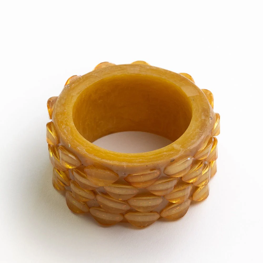 Mustard Round Resin Beaded Napkin Ring | Set of 4 - Image 3