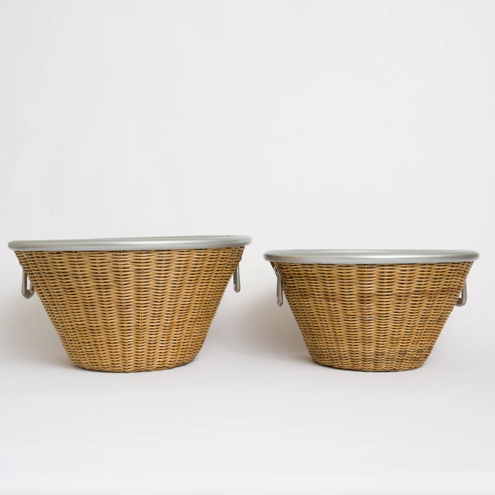 Natural Wicker and Aluminum Ice Bucket with Handles - Image 4