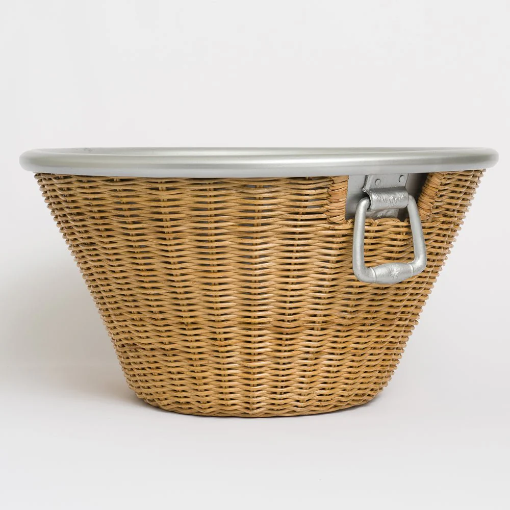 Natural Wicker and Aluminum Ice Bucket with Handles - Image 5