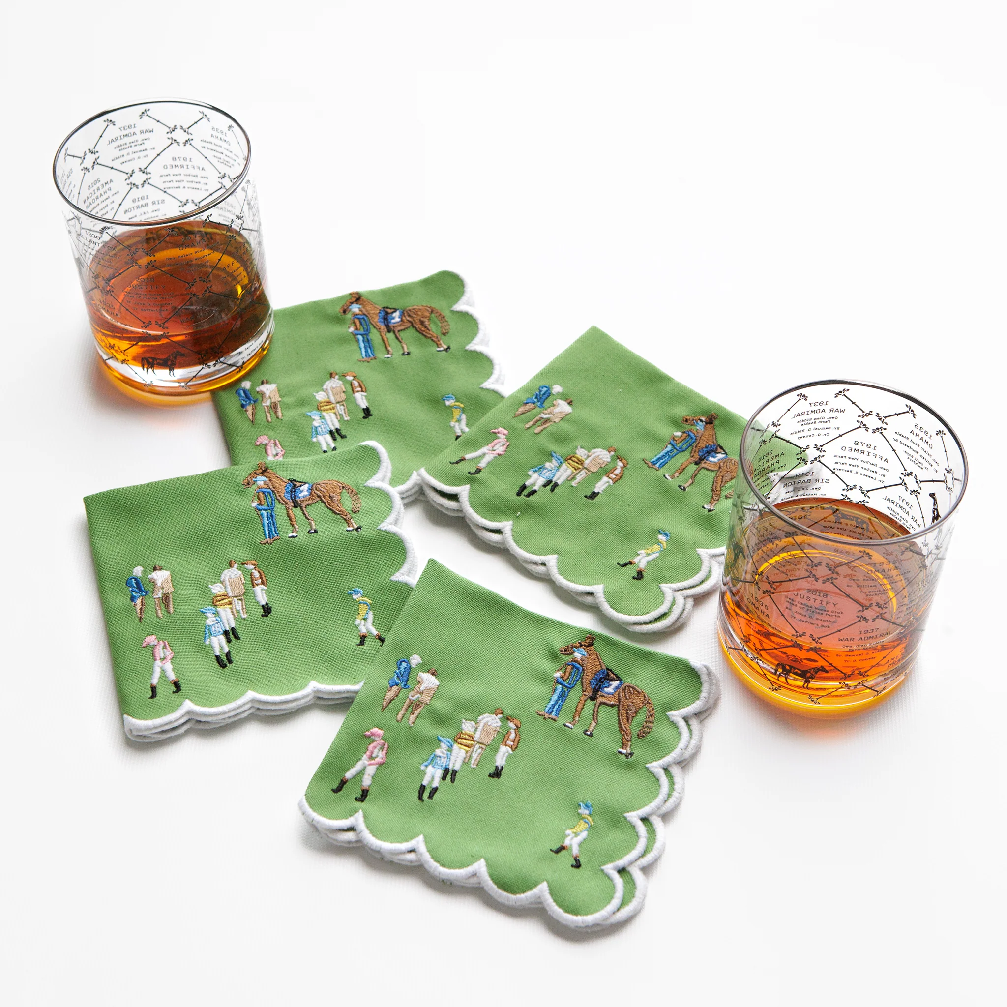 Paddock & Jockeys Embroidered Cocktail Napkins | Set of 4 - Image 3