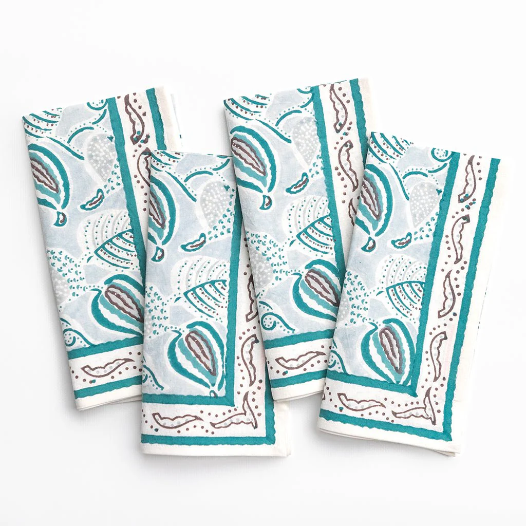 Paisley Vine Aqua Napkin | Set of 4 - Image 4