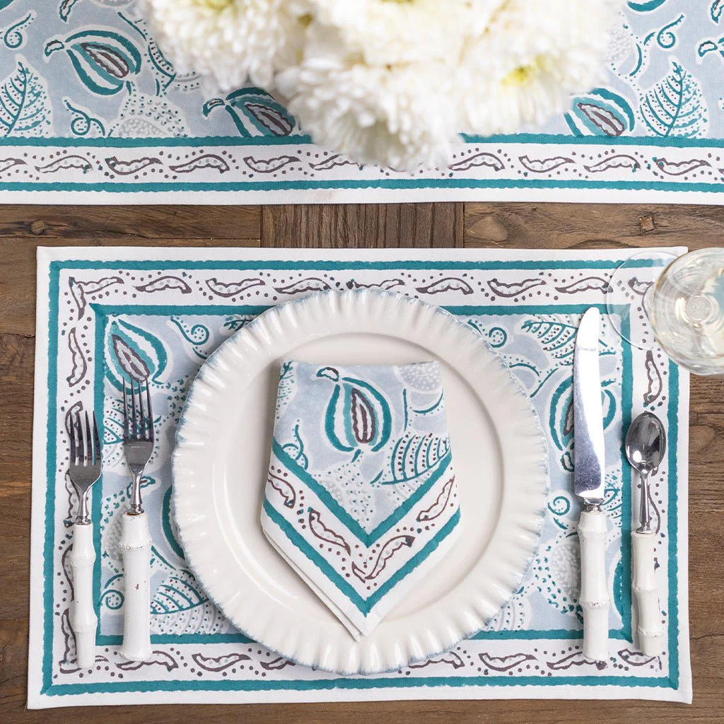 Paisley Vine Aqua Placemat | Set of 4