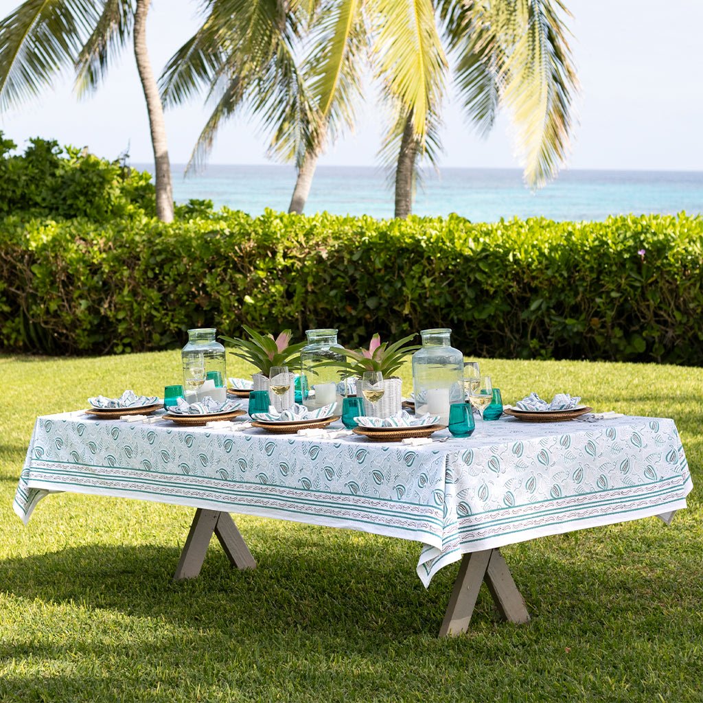 Paisley Vine Aqua Tablecloth - Image 2