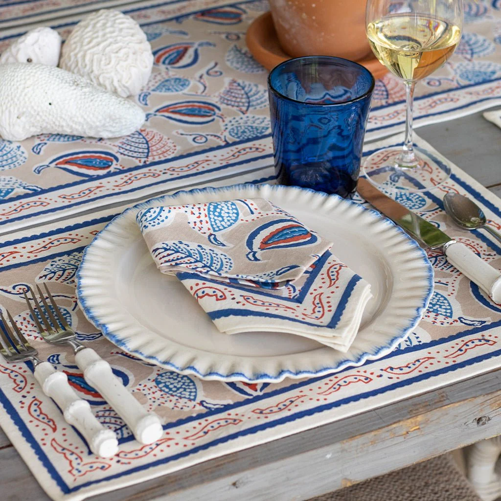 Paisley Vine Blues & Paprika Napkin | Set of 4 - Image 2