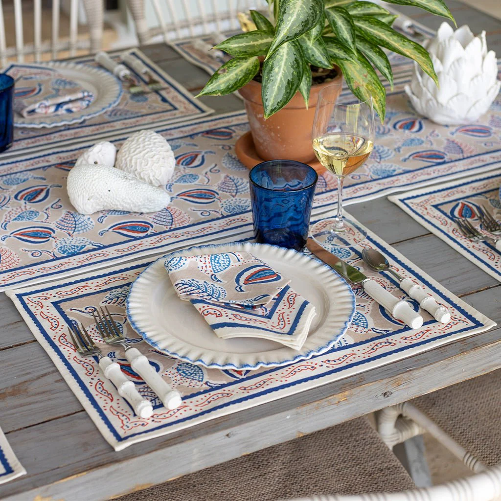 Paisley Vine Blues & Paprika Placemat | Set of 4