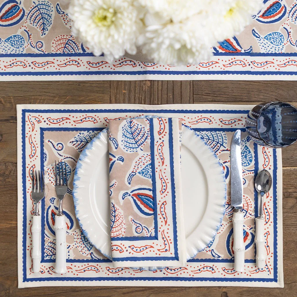 Paisley Vine Blues & Paprika Placemat | Set of 4 - Image 3