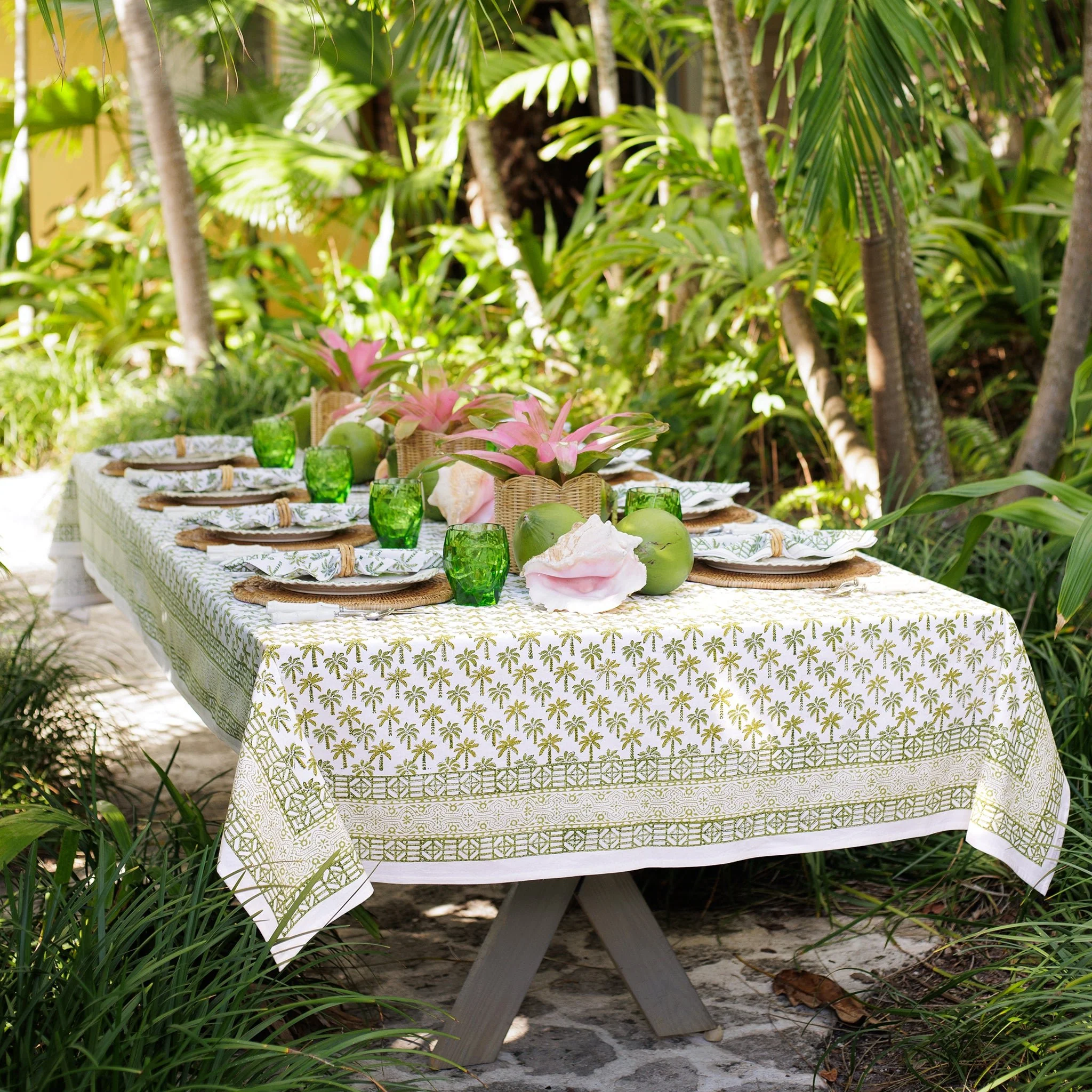 Palm Tree Green Tablecloth