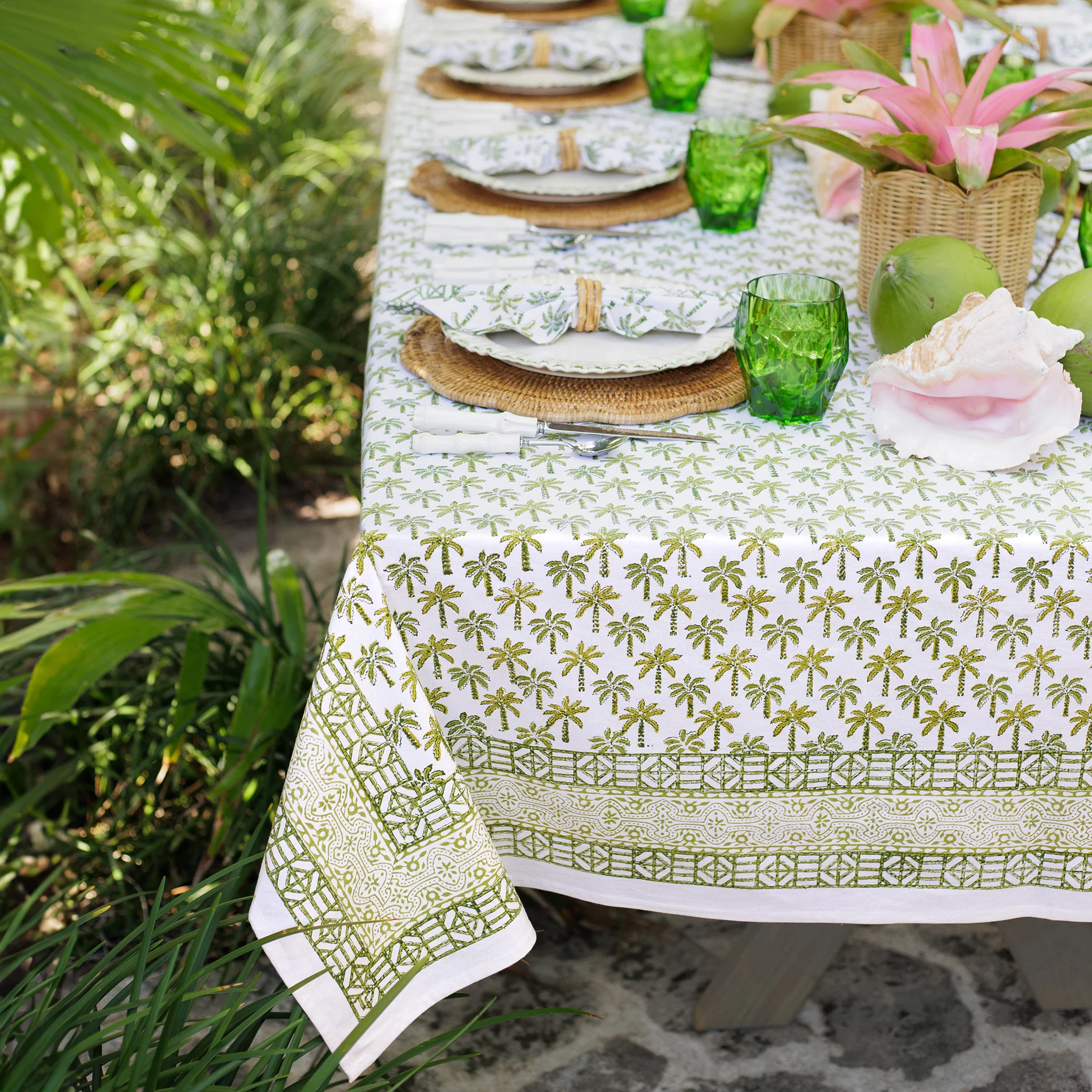 Palm Tree Green Tablecloth - Image 2