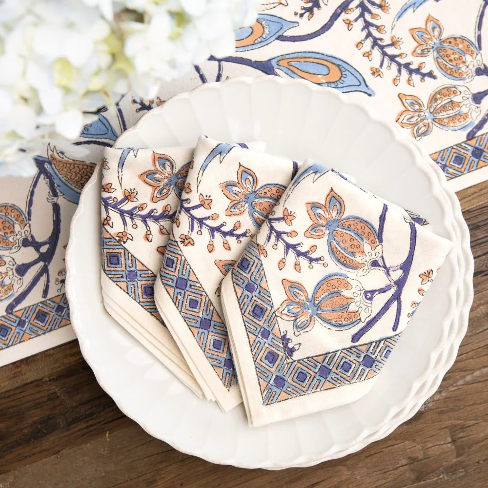 Peacock & Poms Blue Napkin | Set of 4 - Image 5