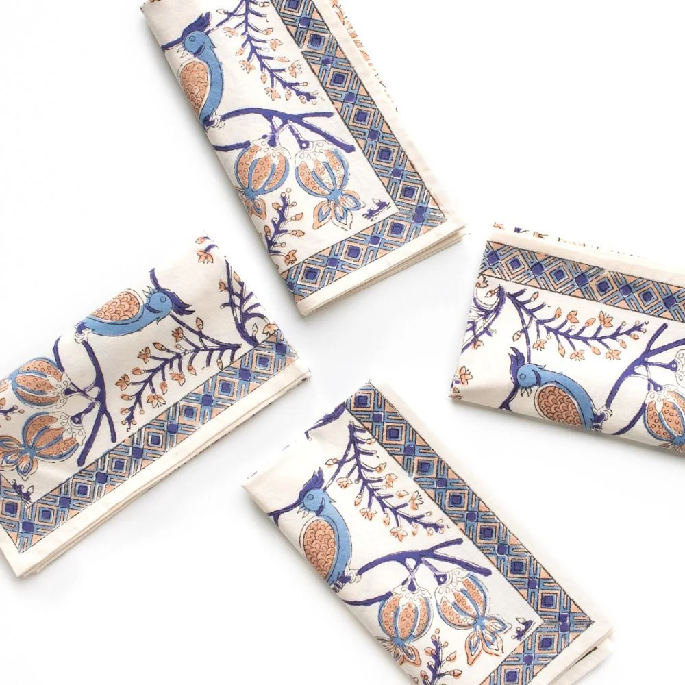 Peacock & Poms Blue Napkin | Set of 4 - Image 6