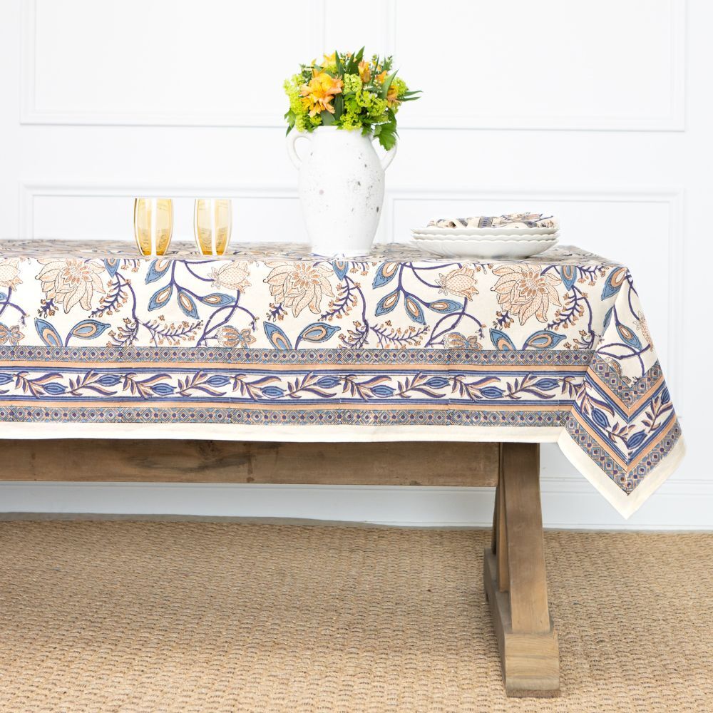 Peacock & Poms Blue Tablecloth - Image 3