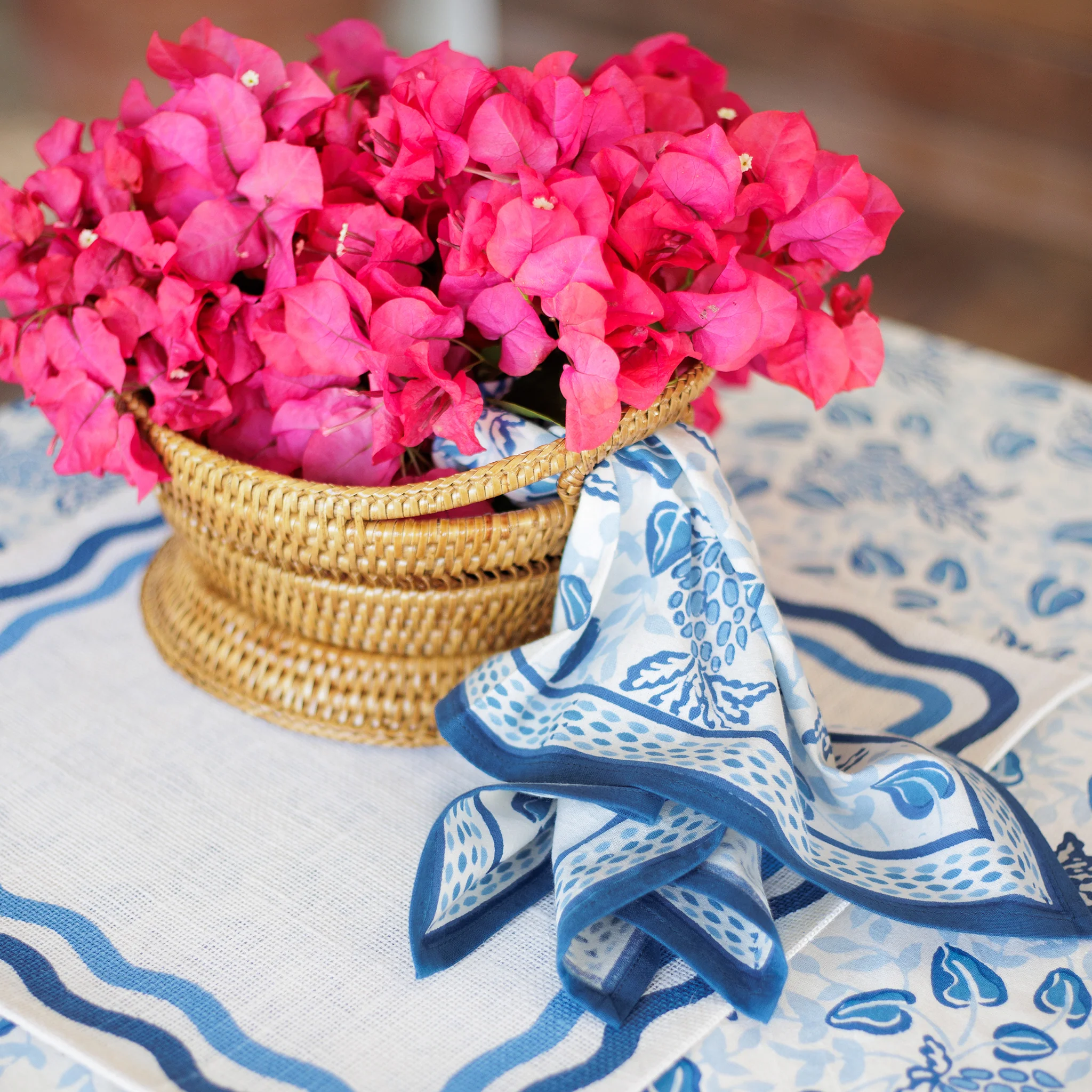 Pineapple Party Blue & White Napkins | Set of 4 - Image 2