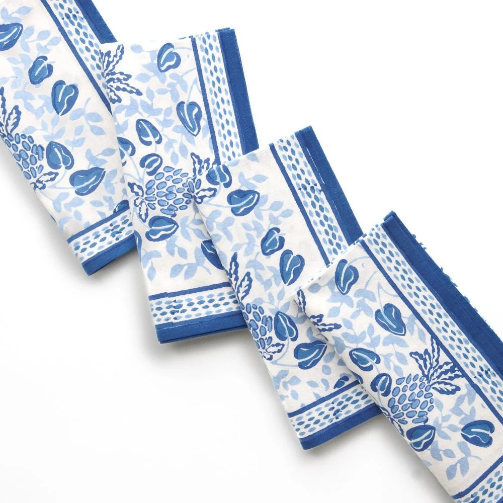 Pineapple Party Blue & White Napkins | Set of 4 - Image 3