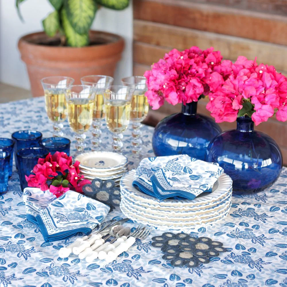 Pineapple Party Blue & White Napkins | Set of 4 - Image 4