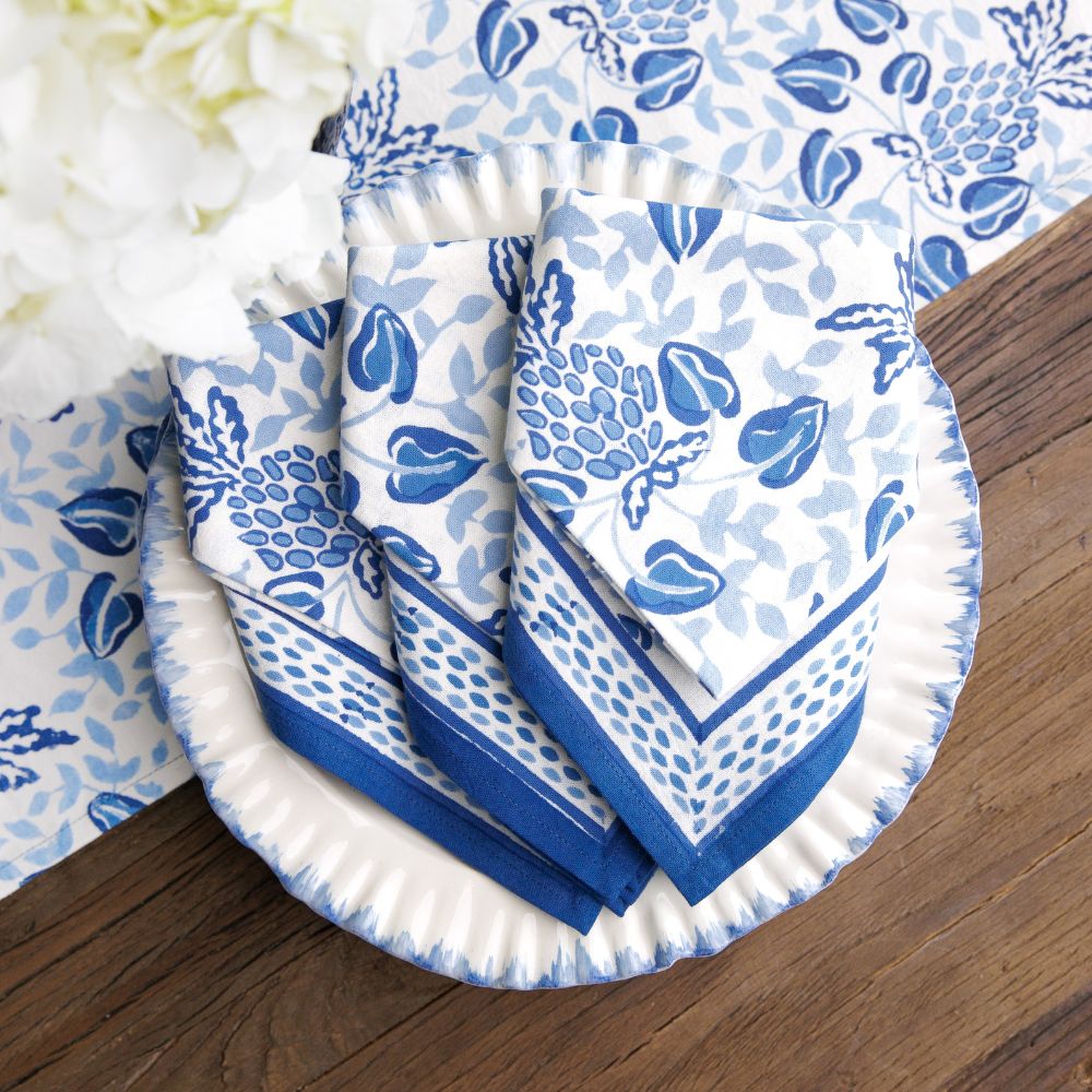 Pineapple Party Blue & White Napkins | Set of 4 - Image 5