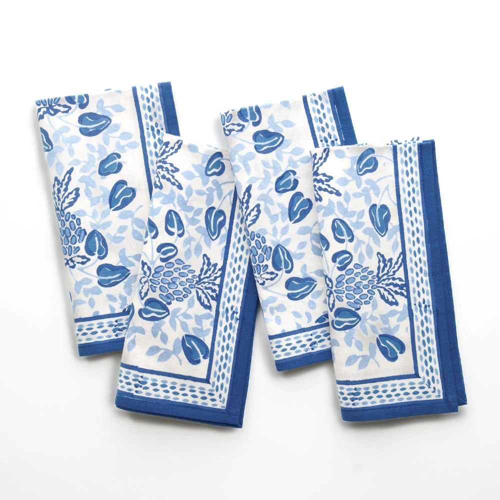 Pineapple Party Blue & White Napkins | Set of 4 - Image 6