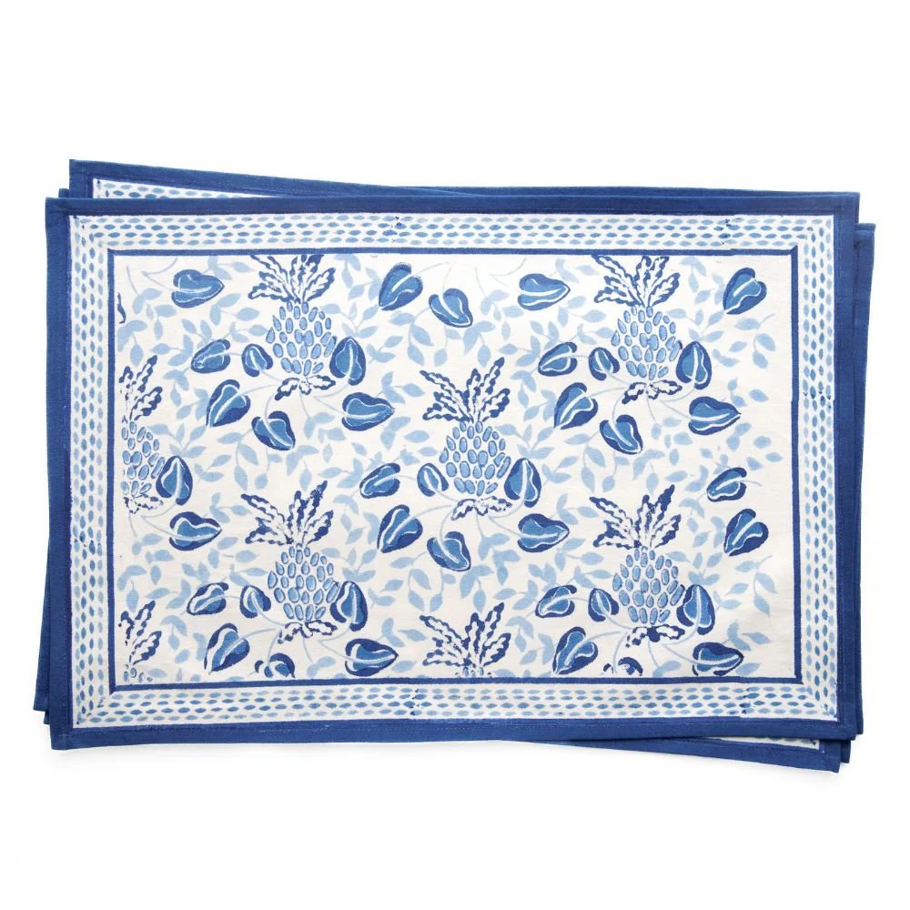 Pineapple Party Blue & White Placemat | Set of 4 - Image 2