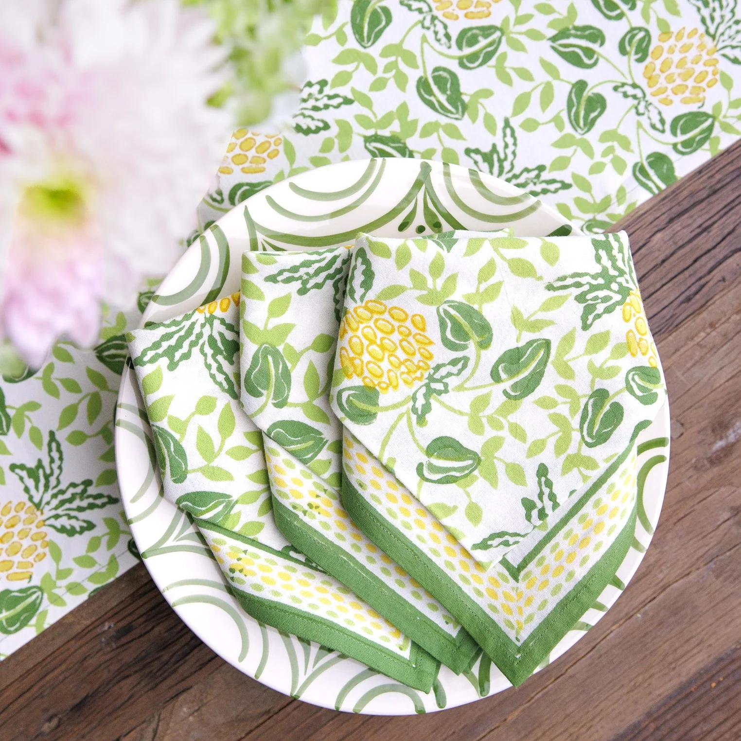Pineapple Party Green & Yellow Napkin | Set of 4