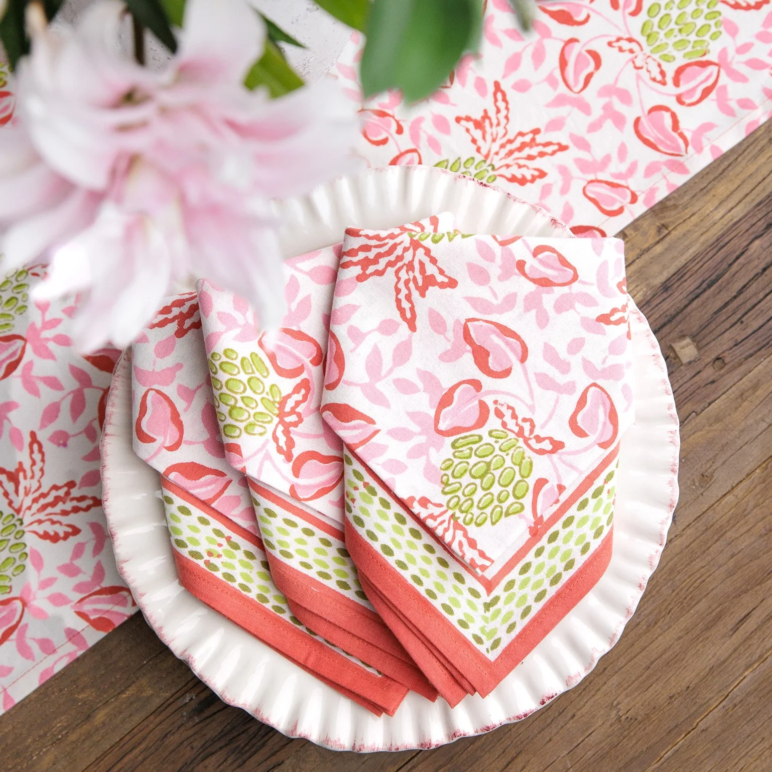 Pineapple Party Pink & Green Napkin | Set of 4 - Image 6