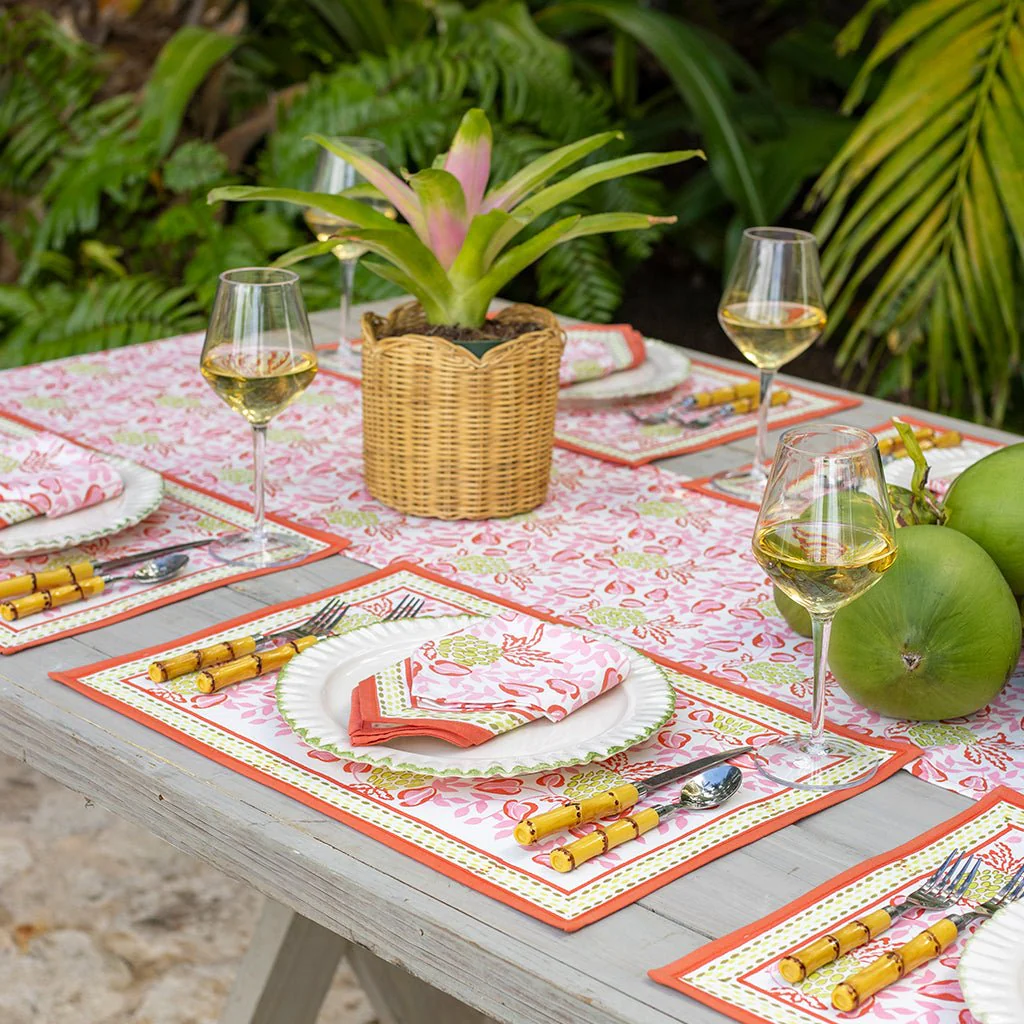 Pineapple Party Pink & Green Placemat | Set of 4 - Image 2