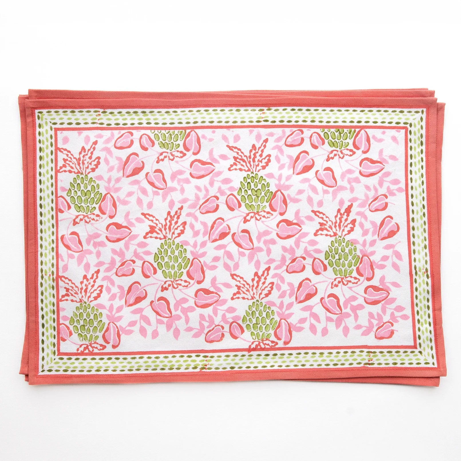 Pineapple Party Pink & Green Placemat | Set of 4 - Image 3