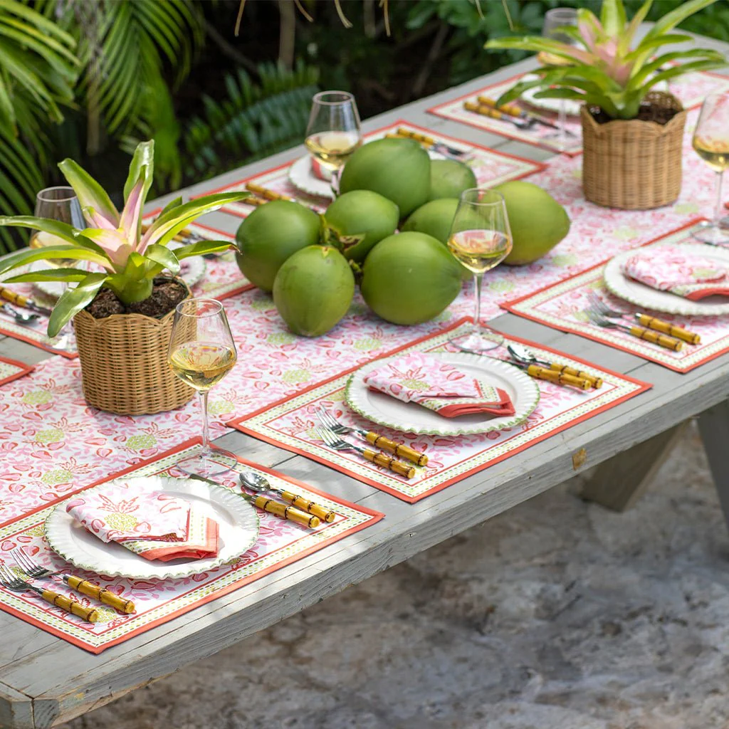 Pineapple Party Pink & Green Placemat | Set of 4 - Image 5